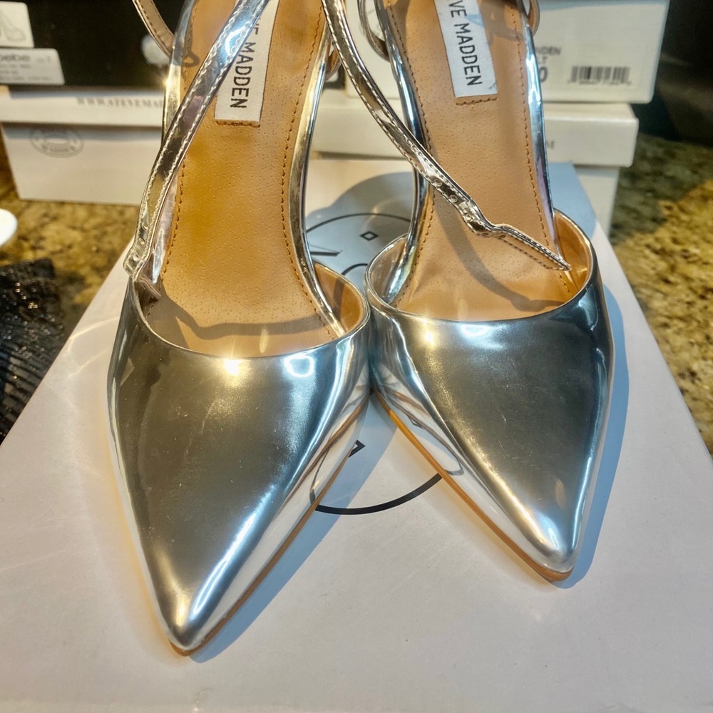 Silver high heels